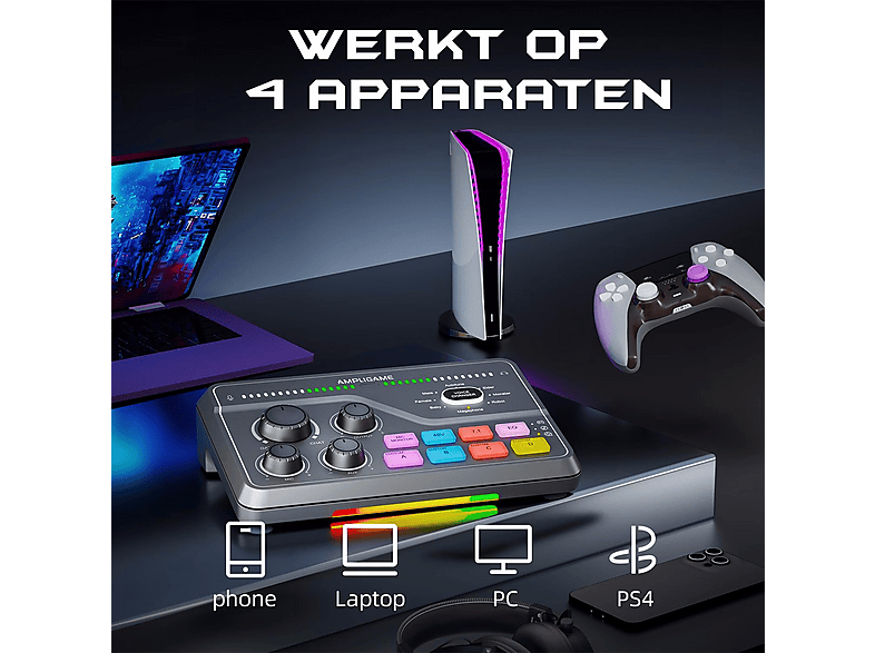 FIFINE Ampligame SC8 USB Oyuncu Ses Mikseri Siyah Fiyat & Özellik