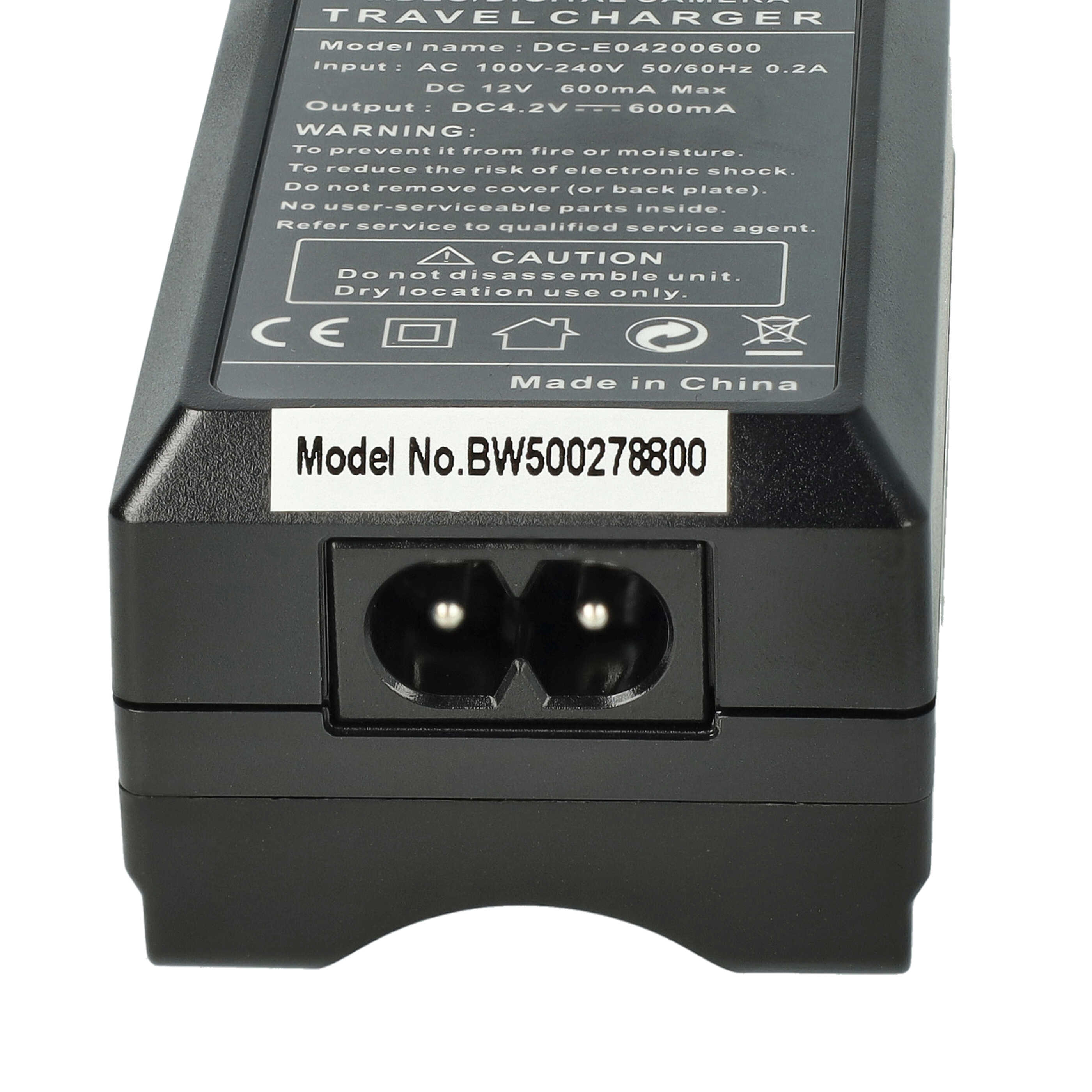 Ein schwarzes Reisegerät mit Text, einem Stromanschluss und einem Aufkleber mit der Aufschrift "Model No.BW500278800".