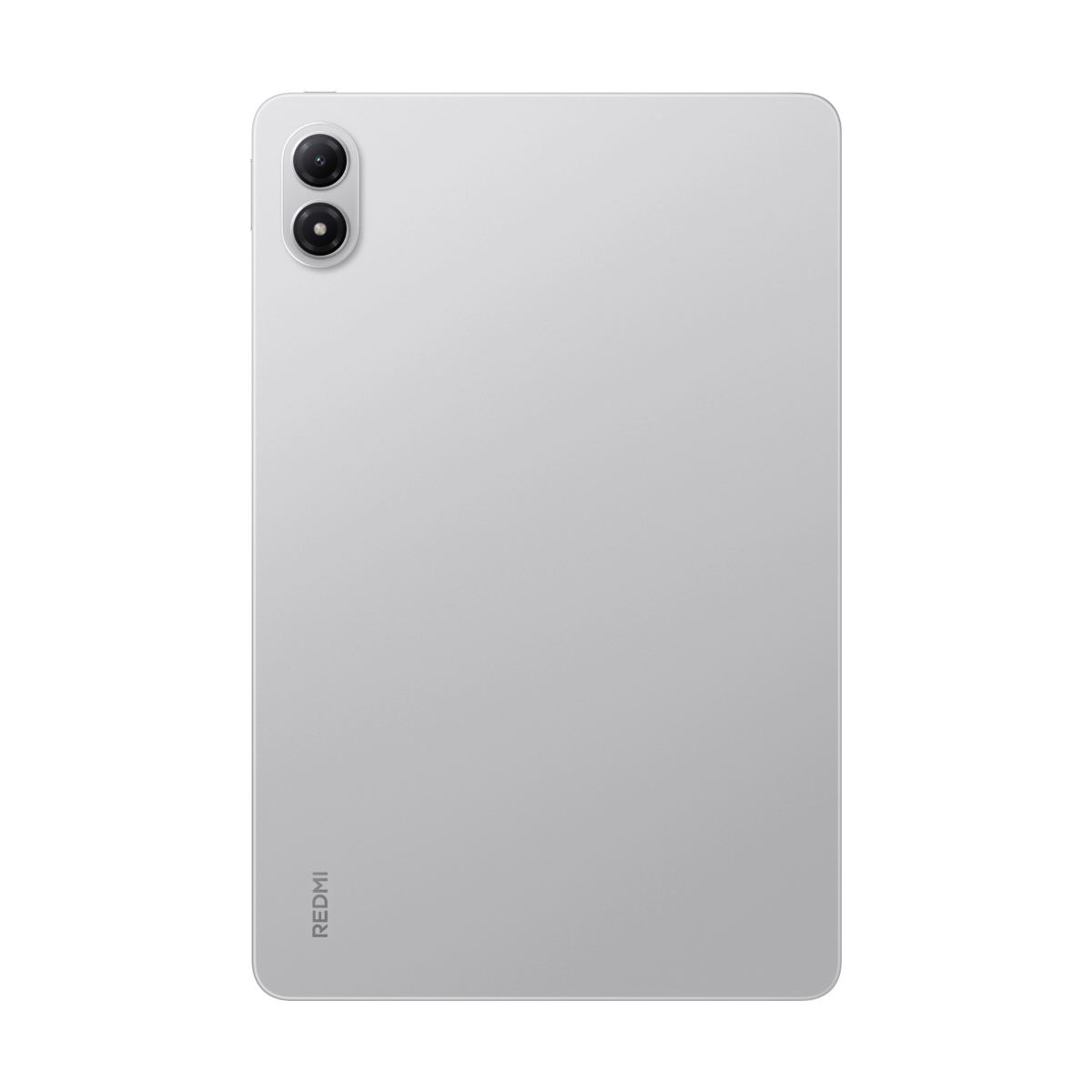 Graues Tablet mit abgerundeten Ecken und zwei Kameralinsen oben. Das Wort 'REDMI' ist vertikal gedruckt.