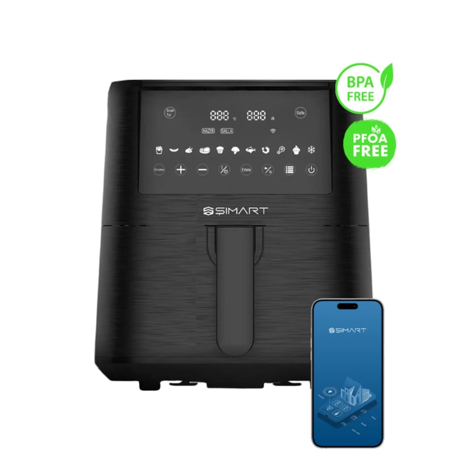 ŞIMART XXL 7.2l Kapasite ve Çoklu Pişirme Fonksiyonu Airfryer Siyah