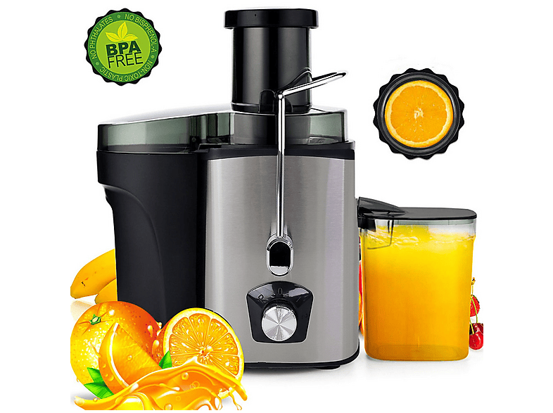 SROSS Entsafter 6000 Watt, Edelstahl/Schwarz J06 Juicers 600 Watt, Silber