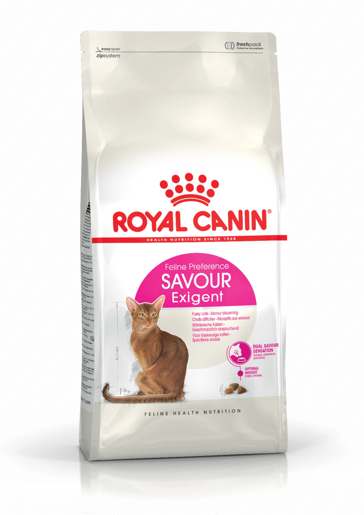 Torba karmy dla kotów. Marka Royal Canin. Pokazuje brązowego kota, nazwę produktu i informacje o wartości odżywczej.