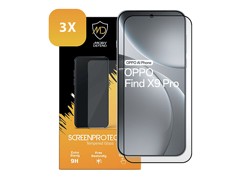 MOBYDEFEND 3-Pack Screensavers Met Zwarte Randen Gehard Glas Voor Oppo Find X8 Pro Screenprotectors Voor Oppo Oppo Find X8 Pro Transparant 147542130