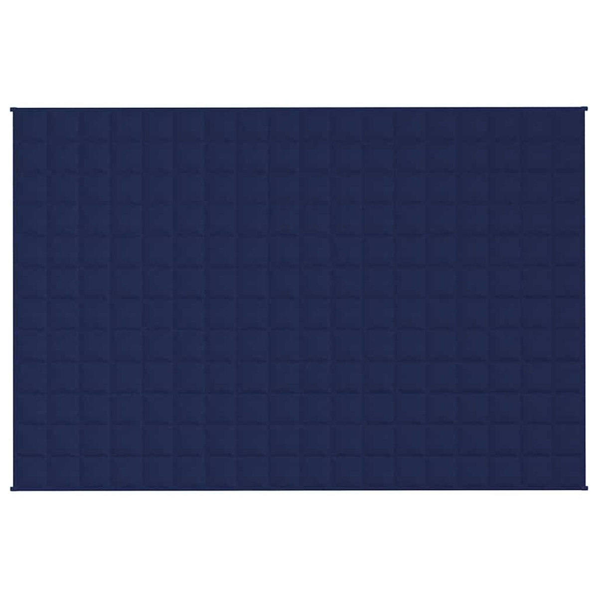 Eine dunkelblaue, gesteppte Oberfläche füllt das Bild. Das Muster besteht aus gleichmäßig verteilten Quadraten.