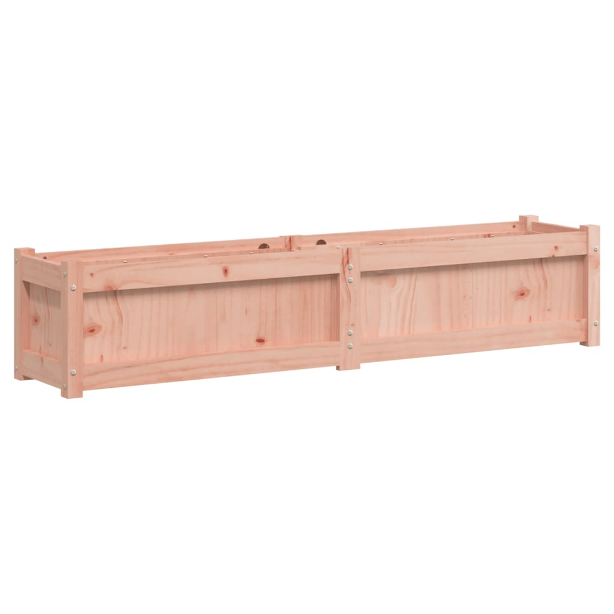 Eine hellfarbene rechteckige Holzkiste mit sichtbarer Holzmaserung vor weißem Hintergrund.