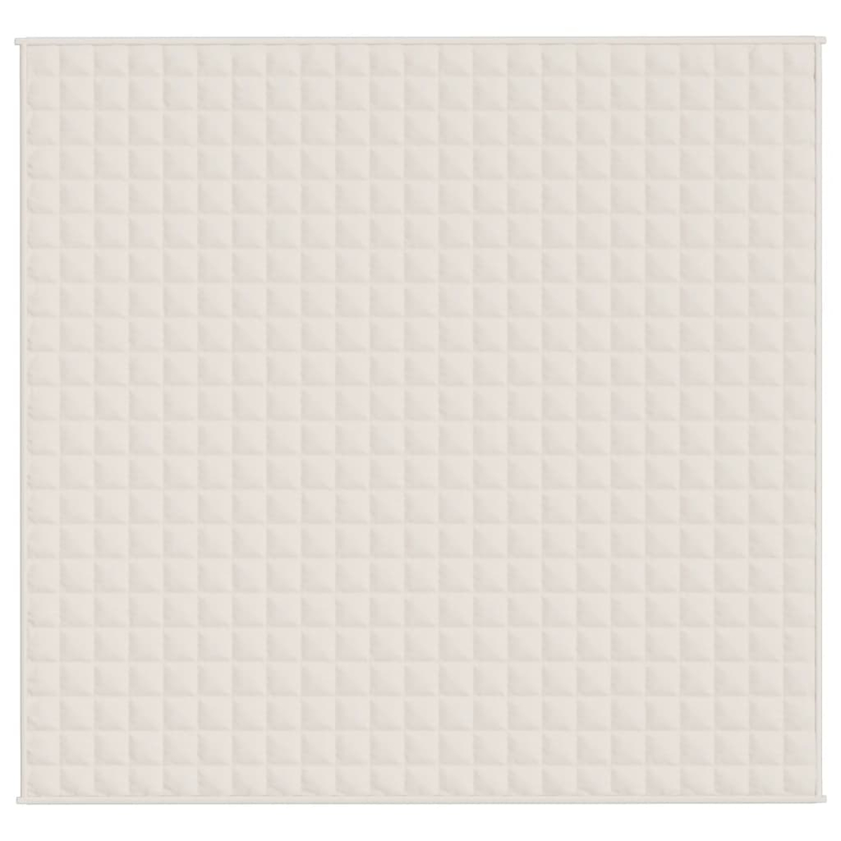 Eine quadratische, cremefarbene Oberfläche mit einem Gitter aus erhabenen, quadratischen Mustern. Ein dünner, weißer Rahmen umrandet die Ober- und Unterseite.