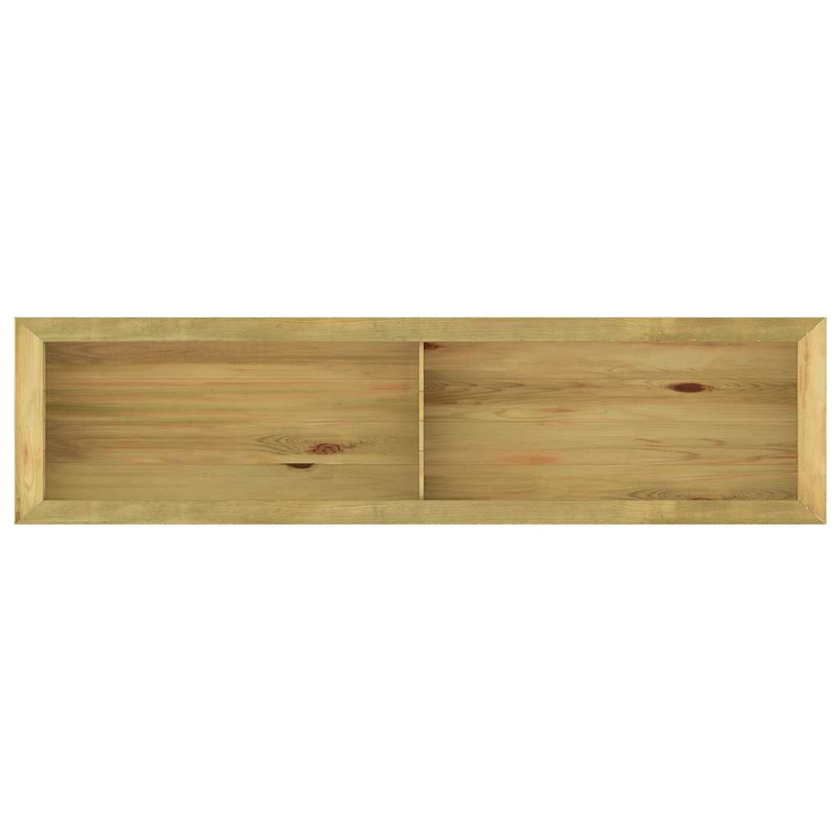 Una mensola rettangolare di legno, divisa in due sezioni. È costruita con legno marrone chiaro, con venature visibili, su sfondo bianco.