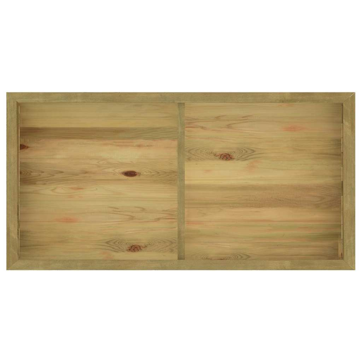 Rechteckiger Holzrahmen mit zwei Abschnitten. Der Rahmen und die Abschnitte bestehen aus hellbraunem Holz mit sichtbarer Maserung.