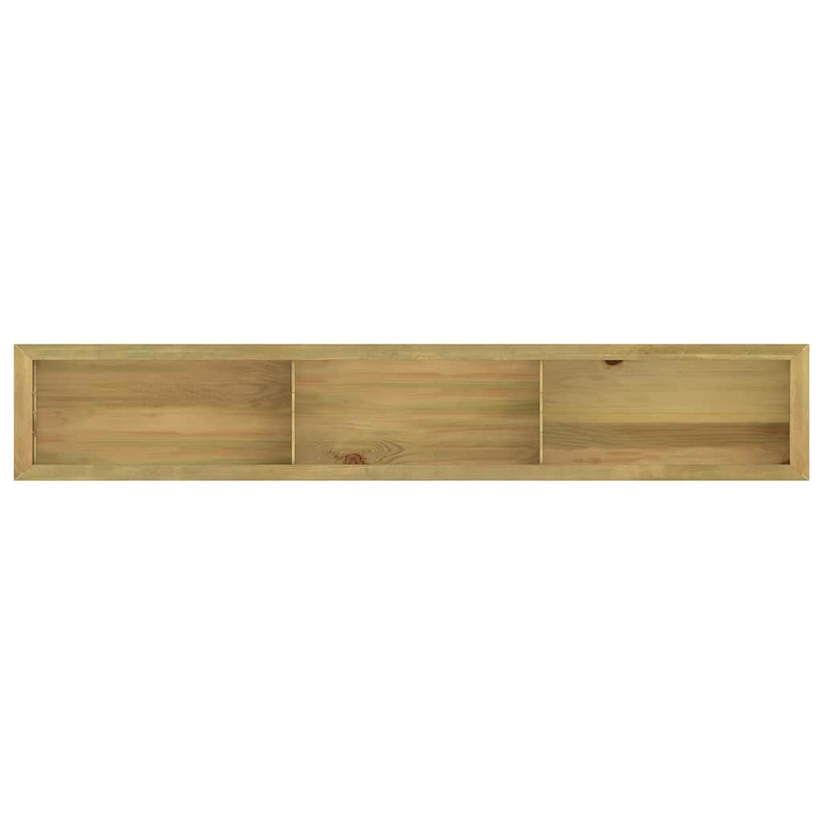 Ein rechteckiges Holzregal mit drei Fächern. Das Holz ist hellbraun mit sichtbarer Maserung, vor weißem Hintergrund.