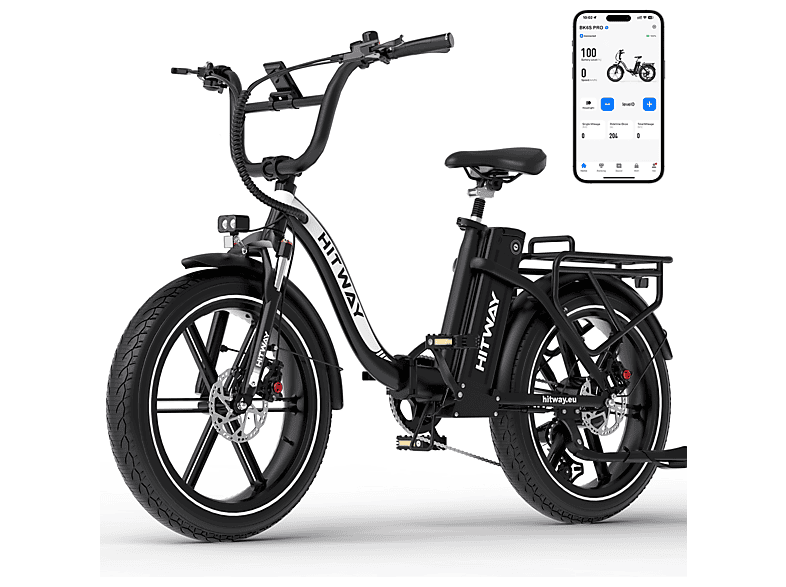 HITWAY BK6S PRO Kompakt-/Faltrad (Laufradgröße: 20 Zoll, Unisex-Rad, 864Wh, Schwarz)