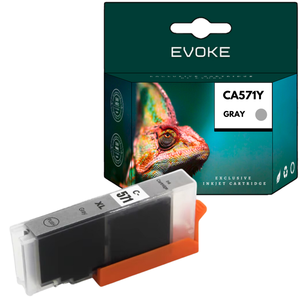 Wkład atramentowy z kameleonem na pudełku. Wkład jest szary, a na pudełku napis CA571Y SZARY.