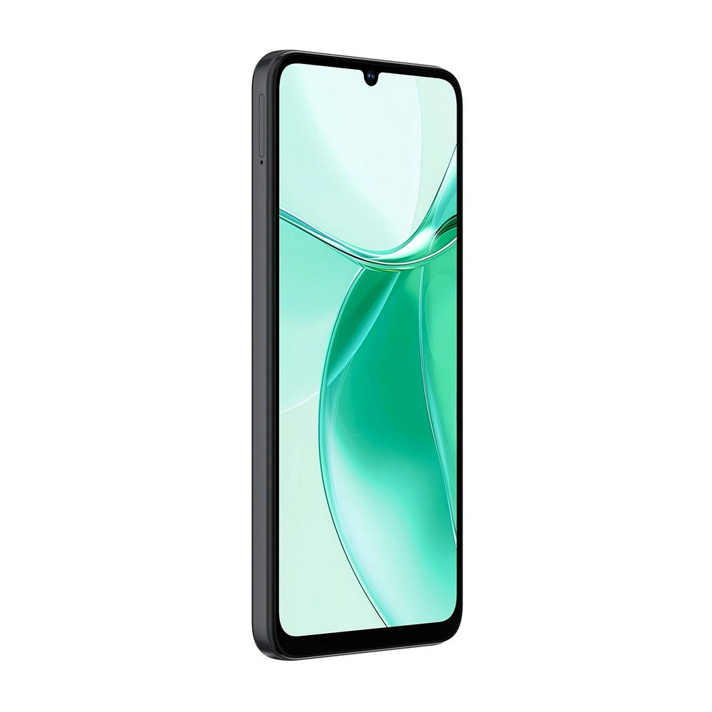 Smartfon na białym tle. Ekran wyświetla abstrakcyjny wzór w kolorze zielonym i białym.