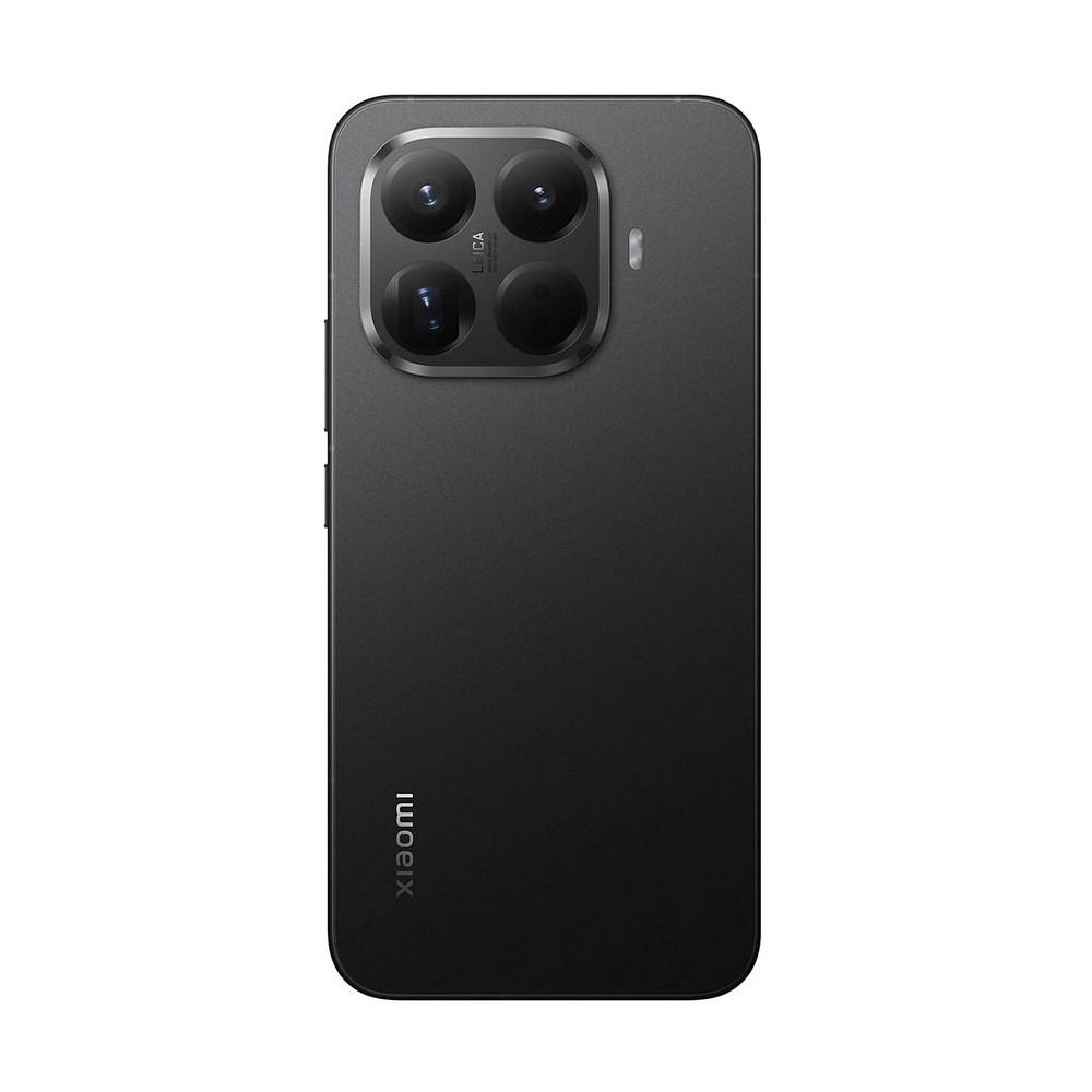 Uno smartphone nero con quattro obiettivi e marchio Leica. Il logo Xiaomi è in basso. Il telefono è su sfondo bianco.