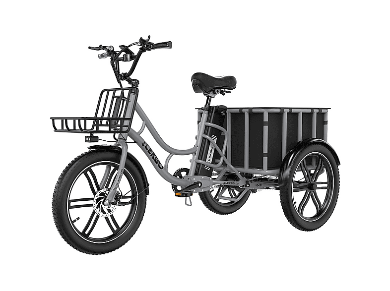 ELEKGO 20 Zoll E Bike Dreirad, 48V 18AH abnehmbare Batterie, Reichweite bis zu 40-60Km Lastenrad (Laufradgröße: 20 Zoll, Unisex-Rad, 864Wh, Grau)