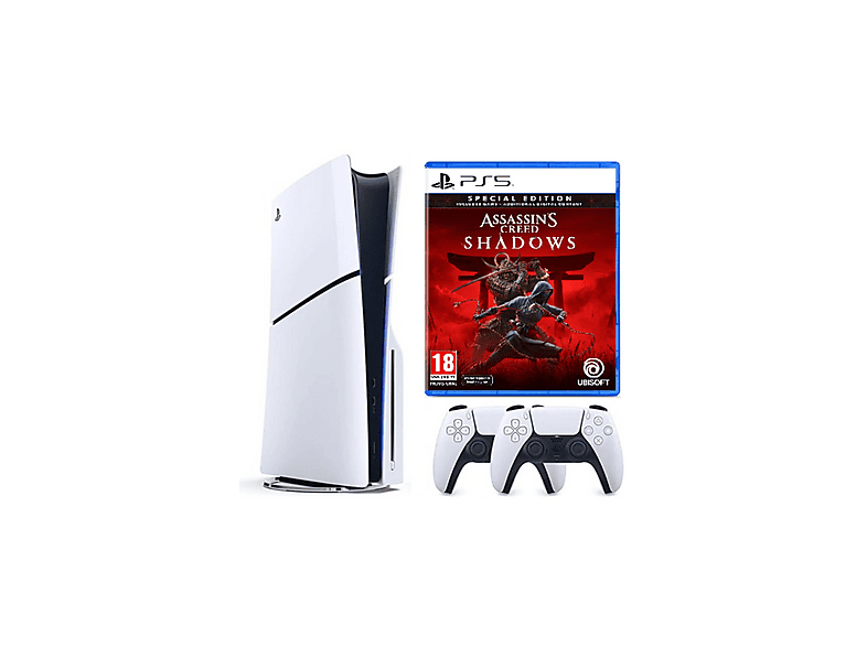 SONY 2.Kol Dualsense+Assasin's Creed Shadows+Playstation 5 Slim Cdli (İthalatçı Garantili) Oyun Konsolu Beyaz