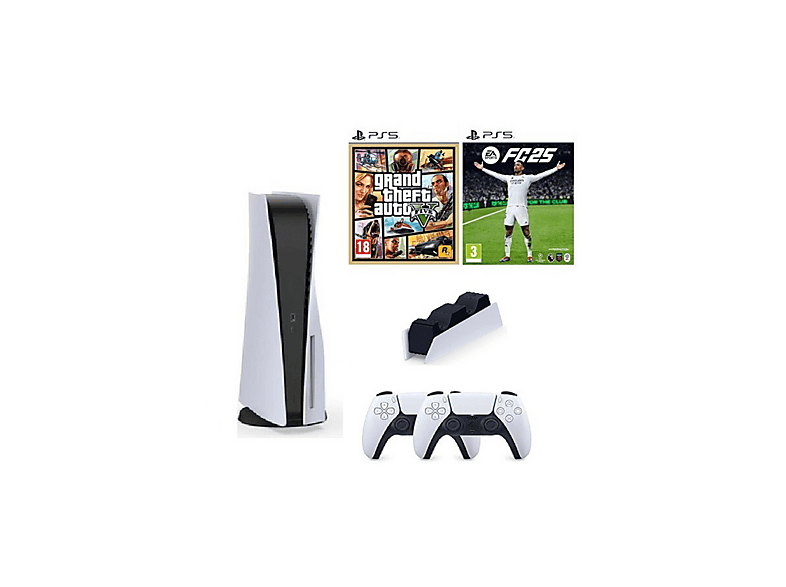 SONY 2. Dualsense Kol EA FC 24 + GTA 5+Playstation 5 Standart Edition 825 GB (İthalatçı Garantili) Oyun Konsolu Beyaz