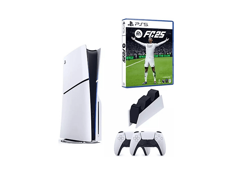 SONY 2 Dualsense Kol+Dualsence Şarj+FC 25 Oyun+Playstation 5 Slim CD Edition (İthalatçı Garantili) Oyun Konsolu Beyaz