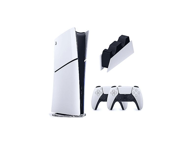 SONY 2.DualSense + Şarj İstasyonu + Playstation 5 Slim Digital (İthalatçı Garantili) Oyun Konsolu Beyaz