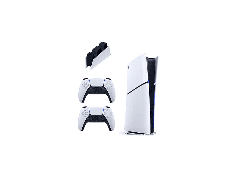 SONY Şarj İstasyonu + 2 Dualsense + Playstation 5 Slim Digital 825 GB (İthalatçı Garantili) Oyun Konsolu Beyaz