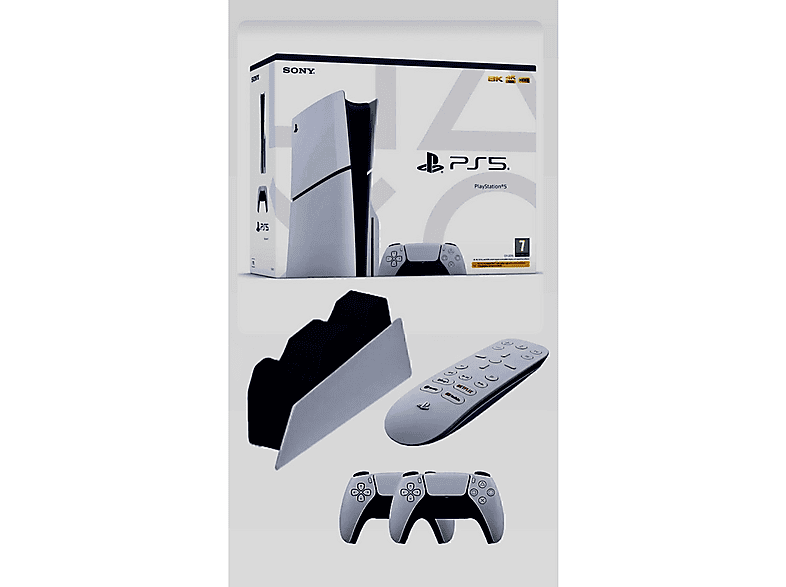 SONY Çift Kol+Joystik Şarj Aleti+ Medya Kumanda+PlayStation 5 1 TB CD Versyon Slim (İthalatçı Garantili) Oyun Konsolu Beyaz