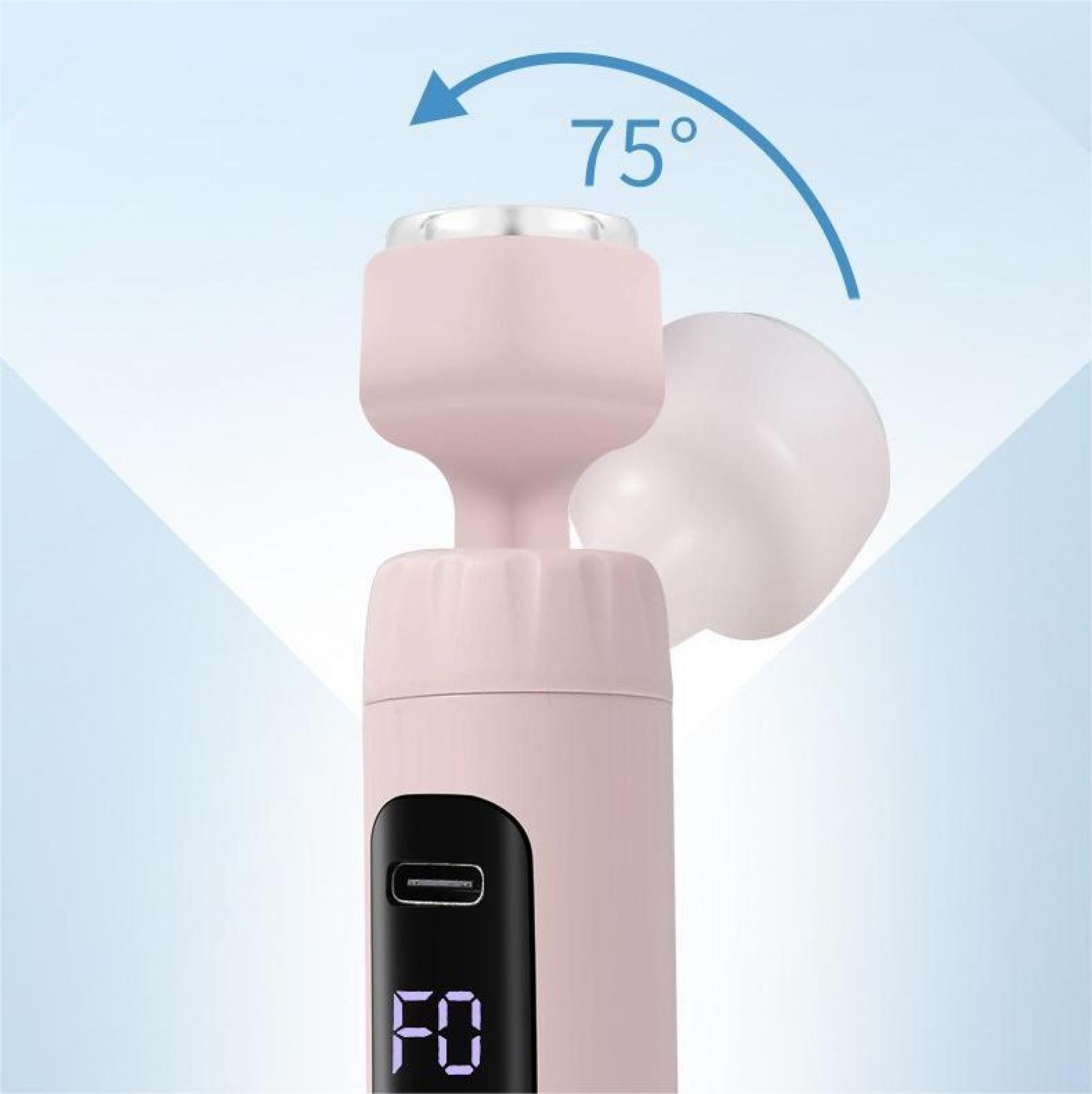 Ein rosa Gerät mit digitaler Anzeige 'FO'. Ein blauer Bogen zeigt einen 75-Grad-Winkel. Weiße Komponente rechts.