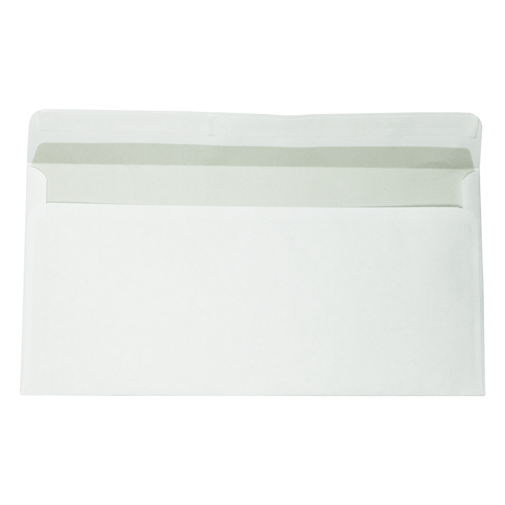 Open, witte envelop op een witte achtergrond. De binnenkant is lichtgrijs.