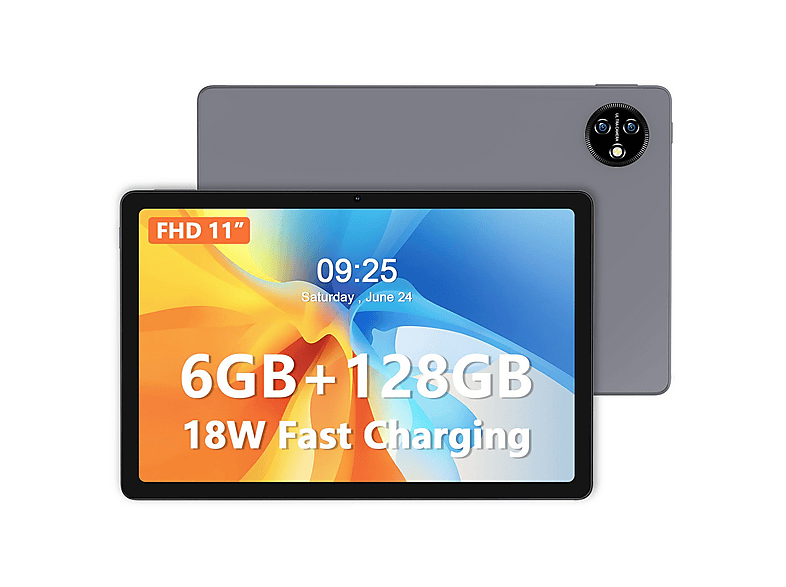 VASOUN TAB15, 8000 mAh Akku，Schnellladung, Tablet, 128 GB, 11 Zoll, Schwarz