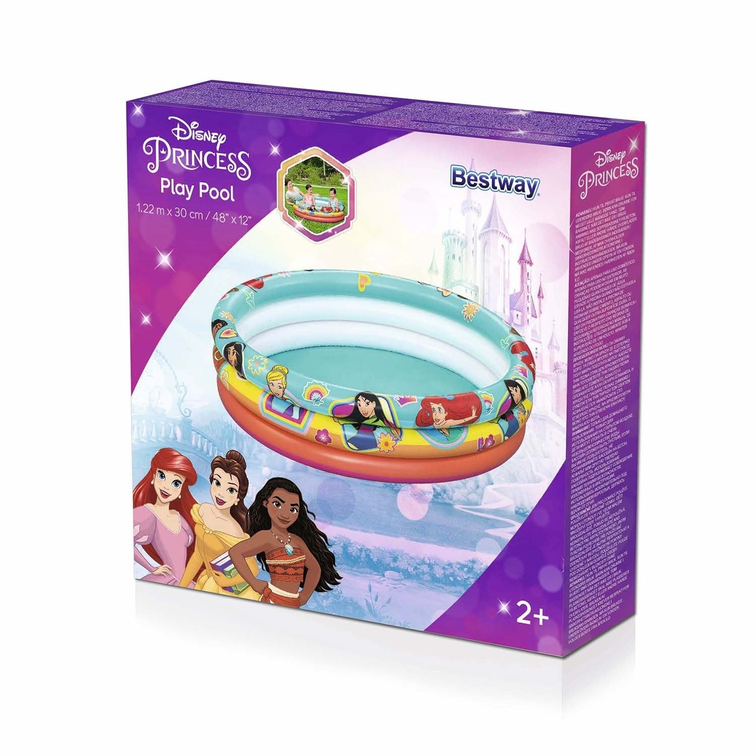 Caja muestra una piscina de Disney Princess con princesas y una foto de niños jugando.