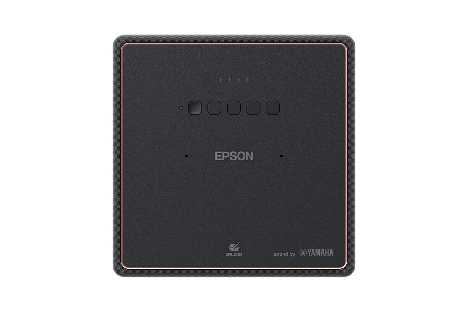 Ein dunkelgraues Epson-Gerät mit roségoldfarbener Einfassung. Es hat Knöpfe, und die Epson- und Yamaha-Logos sind sichtbar.