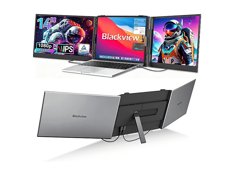 BLACKVIEW DCM6 14 Zoll Full-HD Dual Portable Monitor für Laptop (5 ms Reaktionszeit  )
