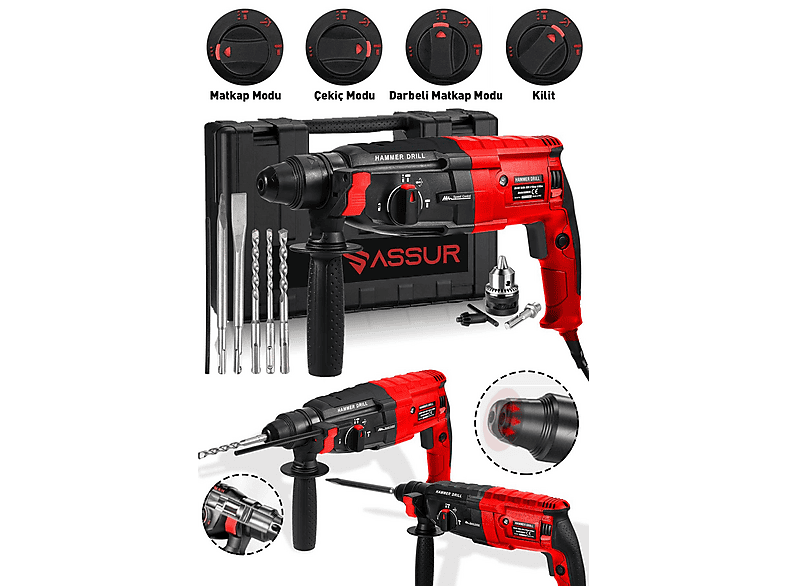 ASSUR Profesyonel Metal Şanzıman Darbeli Matkap 2-28 mm Kırıcı Delici