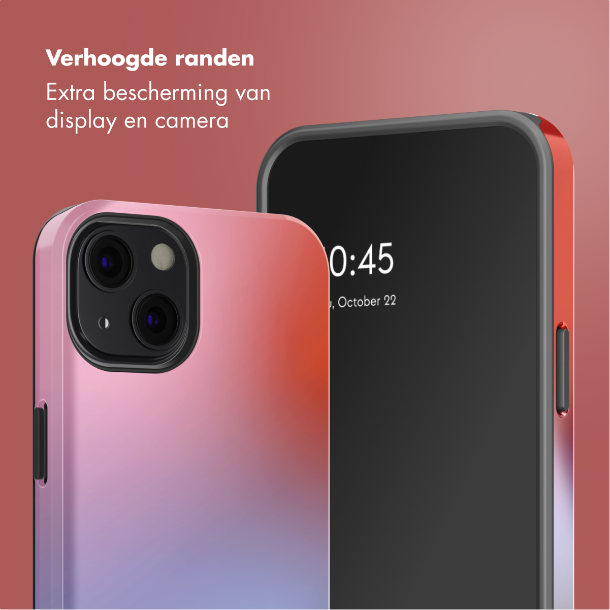 Due smartphone fianco a fianco. Uno mostra l'ora 0:45, 22 ottobre. L'altro è in una custodia sfumata con fotocamera.