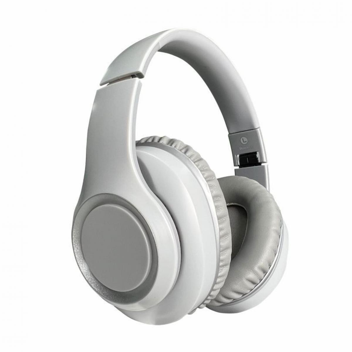 Ein Paar weiß-graue Over-Ear-Kopfhörer. Die Ohrmuscheln und der Kopfbügel sind weiß, mit grauer Polsterung. Der Hintergrund ist weiß.