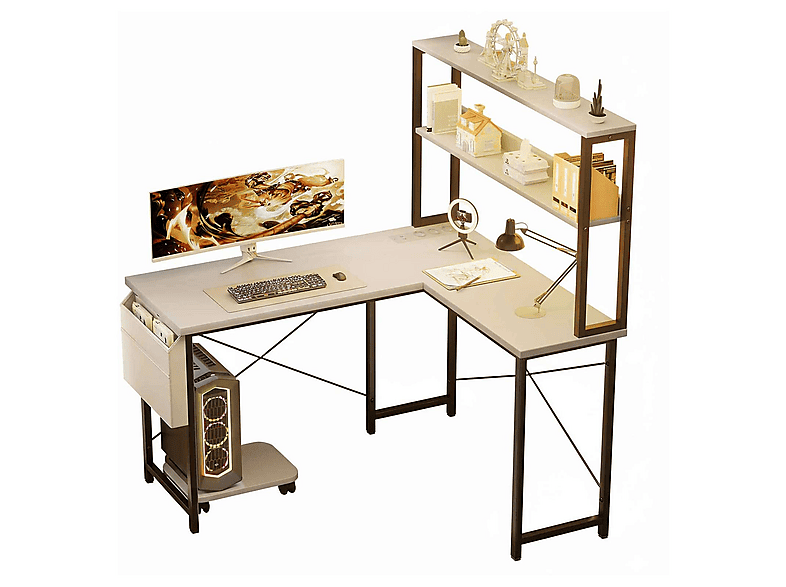 YEMASTER L-Form mit RGB LED, Steckdosen, USB-Ports Computertisch ...