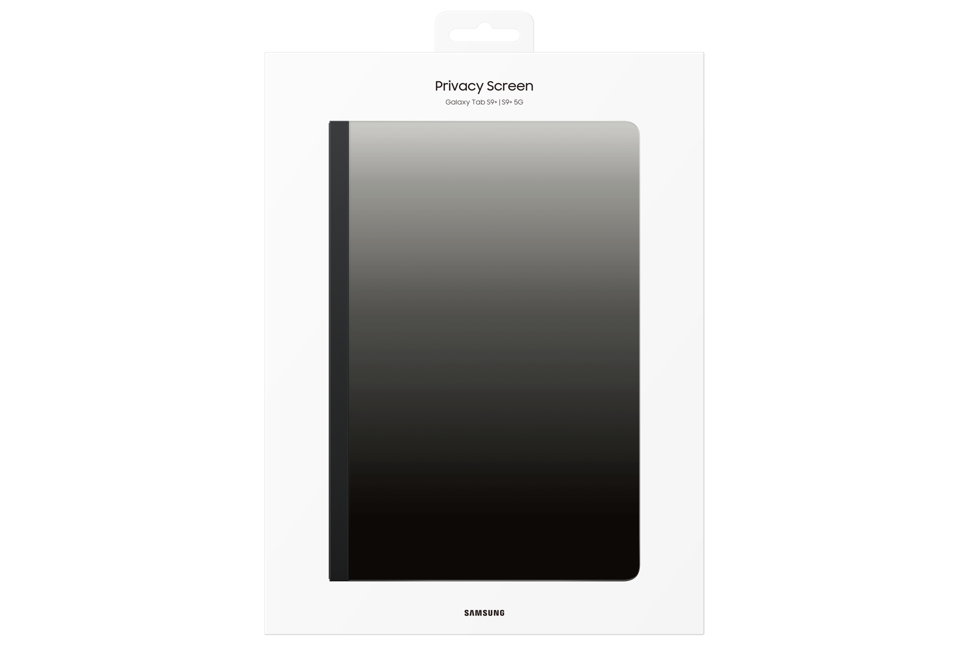 Een privacy screen box voor Galaxy Tab S9, S9+, S9+ 5G. Het scherm heeft een verloop van lichtgrijs naar zwart.