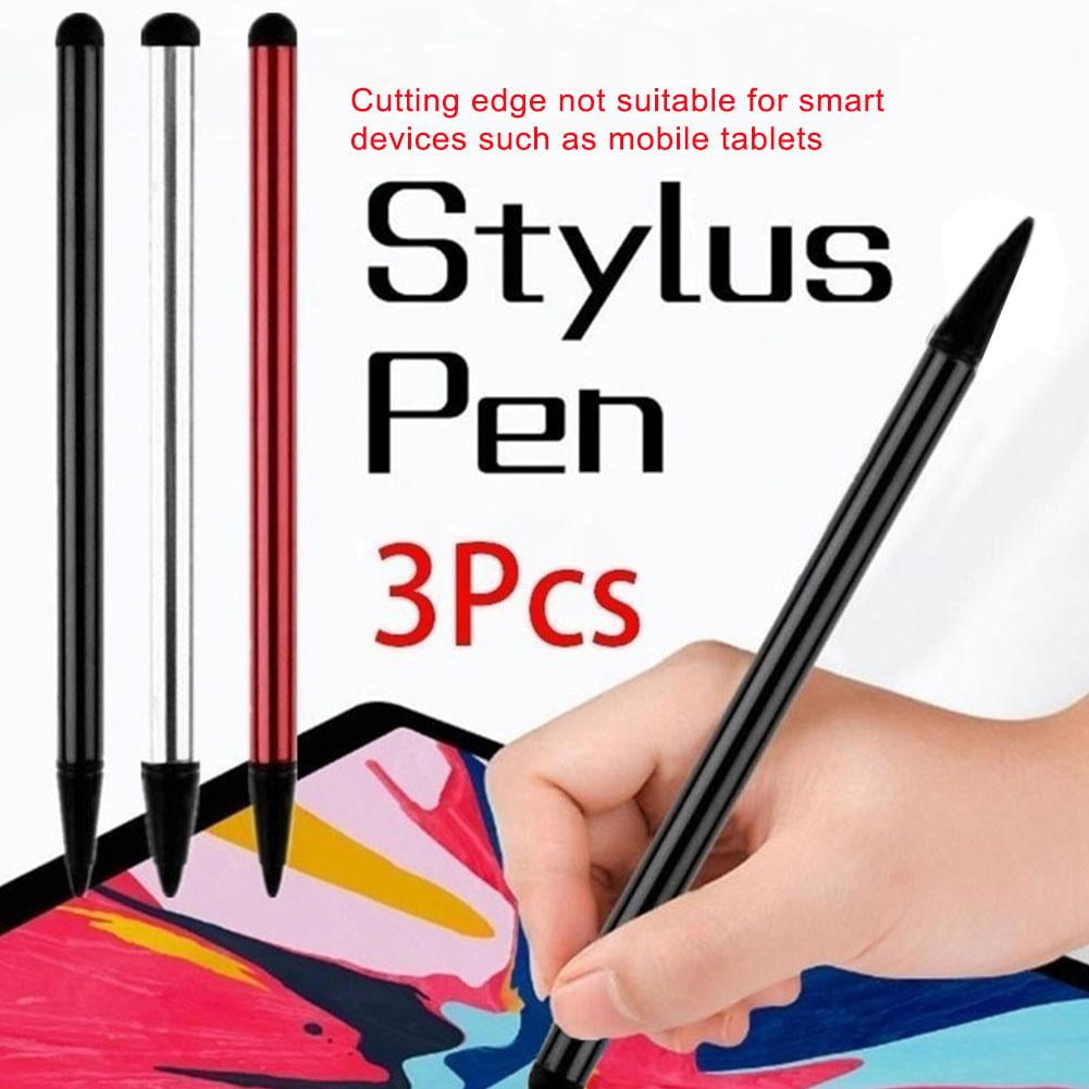 Das Bild zeigt einen Stift mit dem Text "Stylus Pen 3Pcs". Der Stift wird von einer Hand gehalten. Es gibt 3 Stifte.