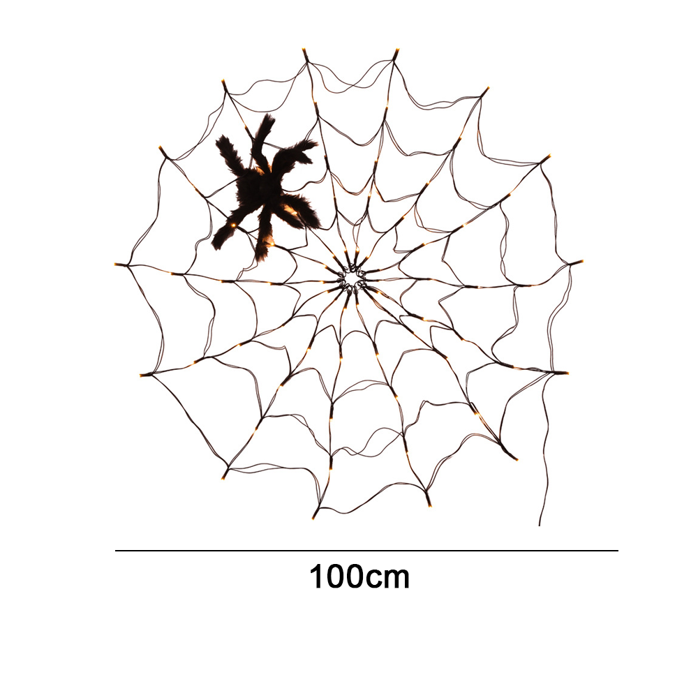 Eine Halloween-Dekoration: Spinnennetz mit Spinne. Das Netz ist 100 cm breit.