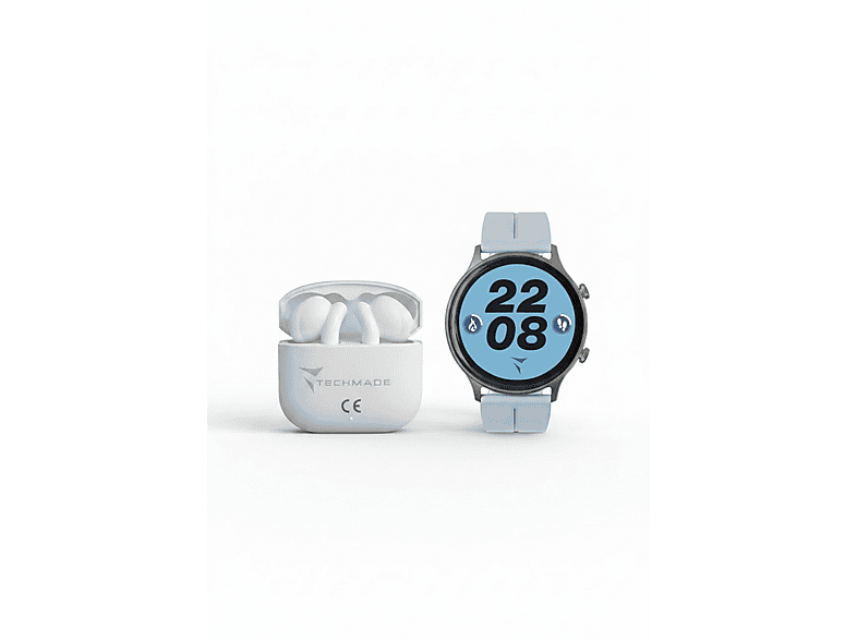 TECHMADE Dynamic 2  – Bundle mit Kopfhörern Smart Watch Silicone, Blau