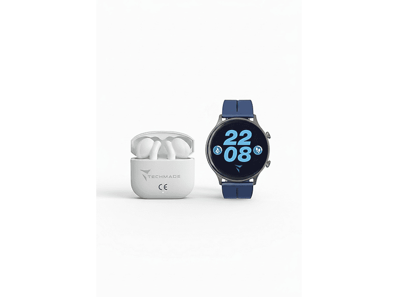 TECHMADE Dynamic 2  – Bundle mit Kopfhörern Smart Watch Silicone, Blau