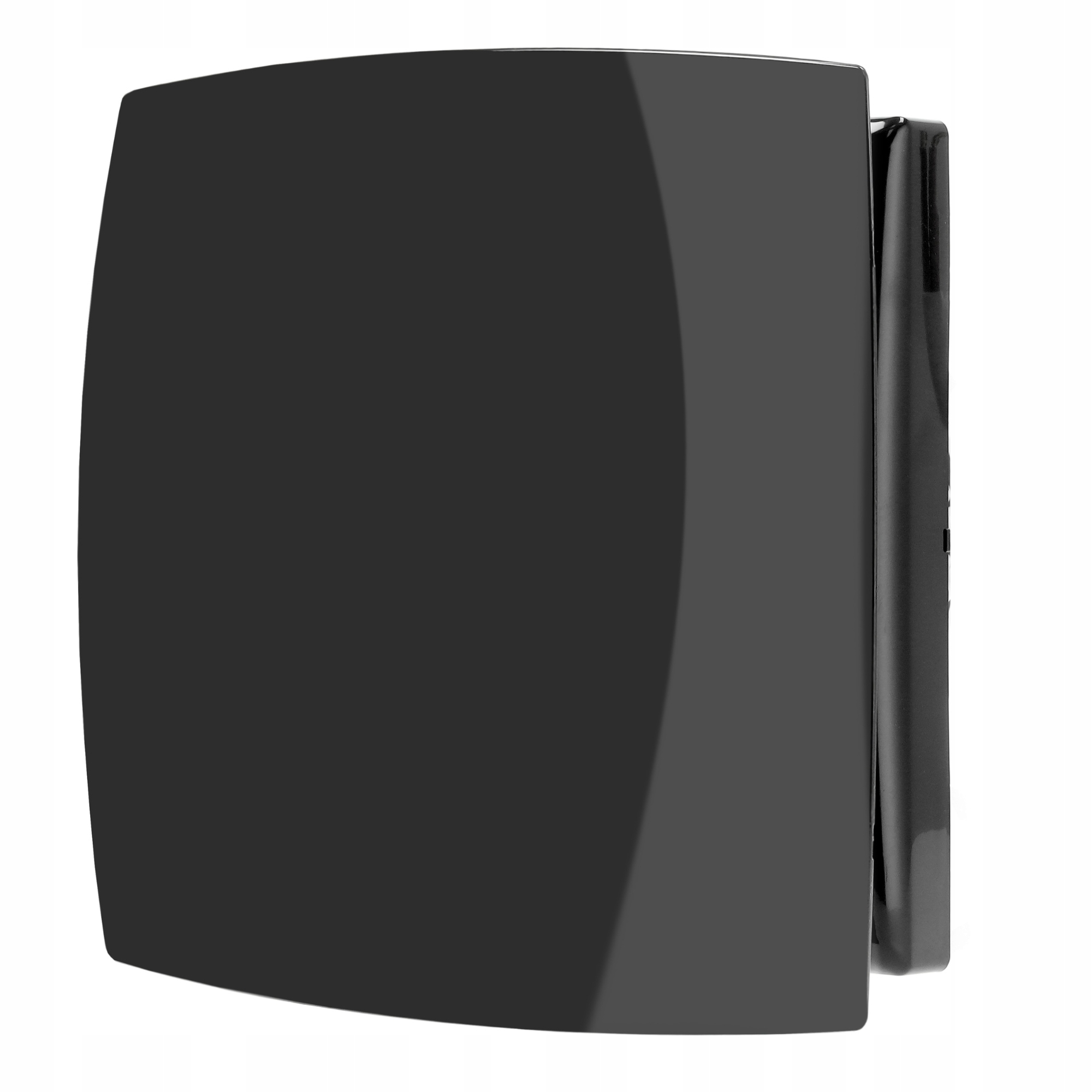 Ciemnoszary, prostokątny obiekt o zaokrąglonych krawędziach na białym tle.