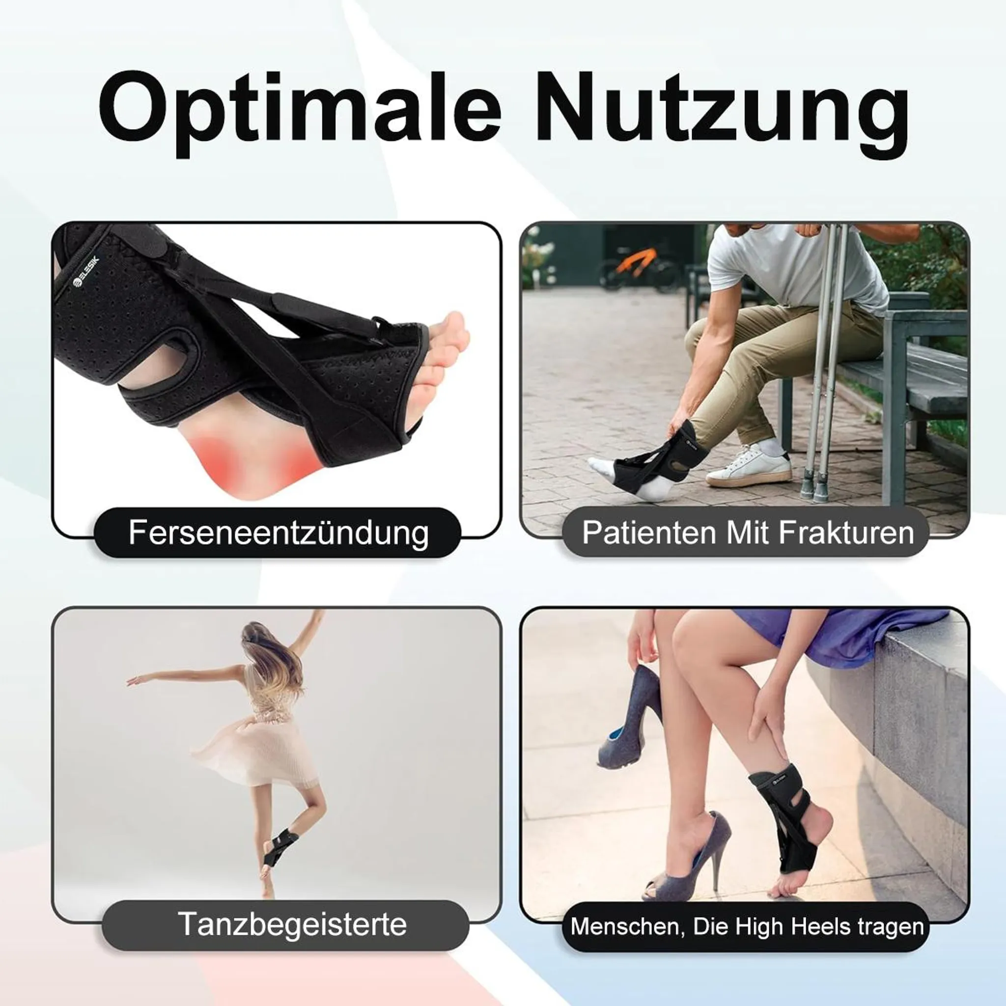 Bild zeigt Fußstützen. Verwendung: Fersenentzündung, Frakturpatienten, Tanzbegeisterte und High Heels-Träger.