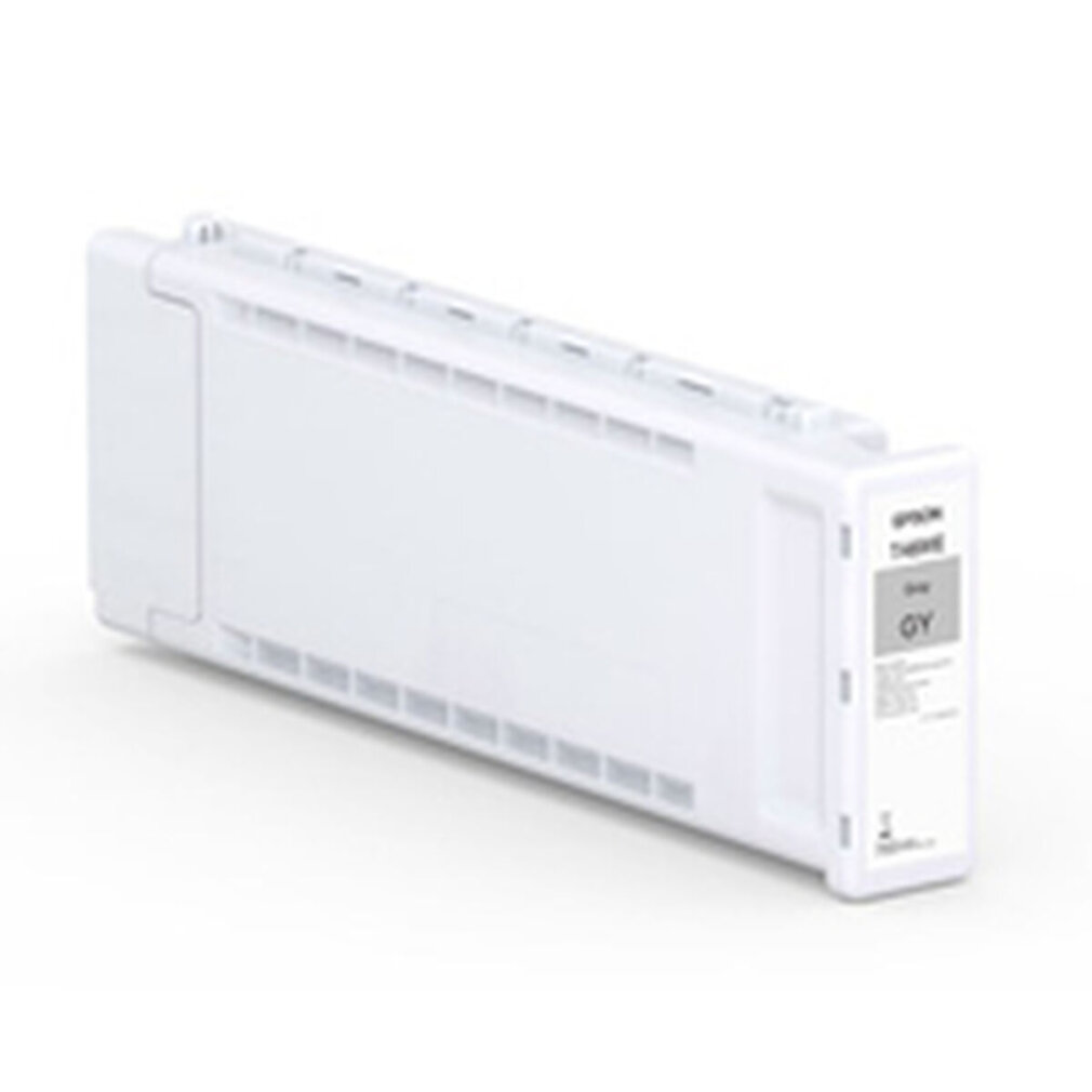 Biały wkład atramentowy Epson z szarą etykietą. Wkład jest prostokątny z otworami wentylacyjnymi, etykieta zawiera 'GY' dla szarego atramentu.