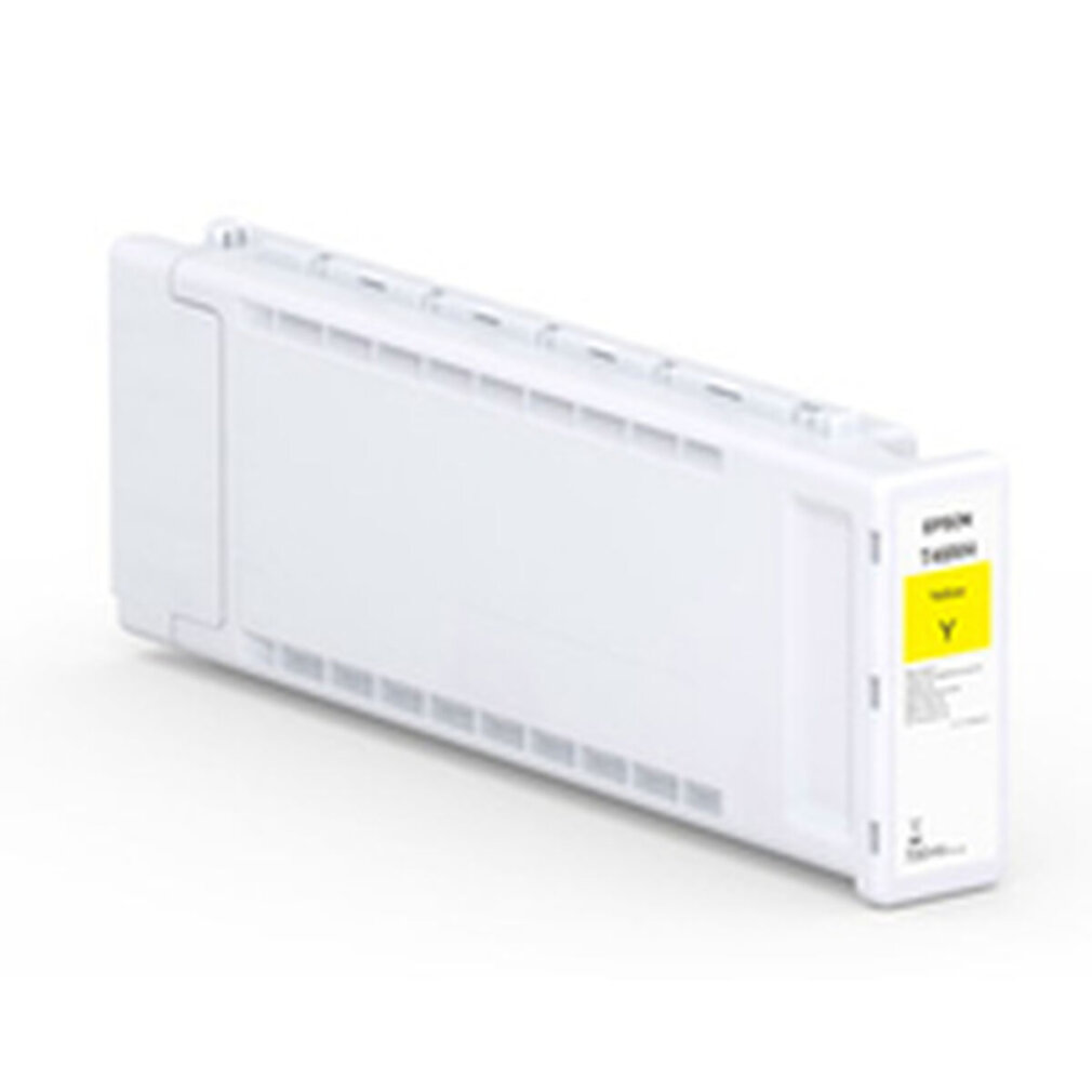 Biały wkład atramentowy Epson z żółtą etykietą oznaczającą 'Y'. Wkład jest prostokątny z małą częścią po lewej stronie.