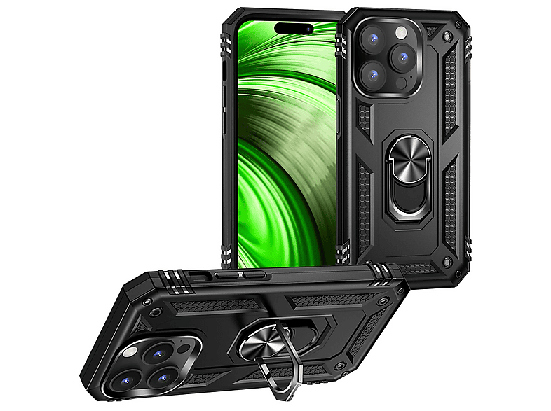 Funda IPhone 17 Pro ESHUYI – Protección Grado Militar, Anillo Magnético Giratorio 360°, Cubierta Deslizante Cámara | Color Negro, Anticaídas