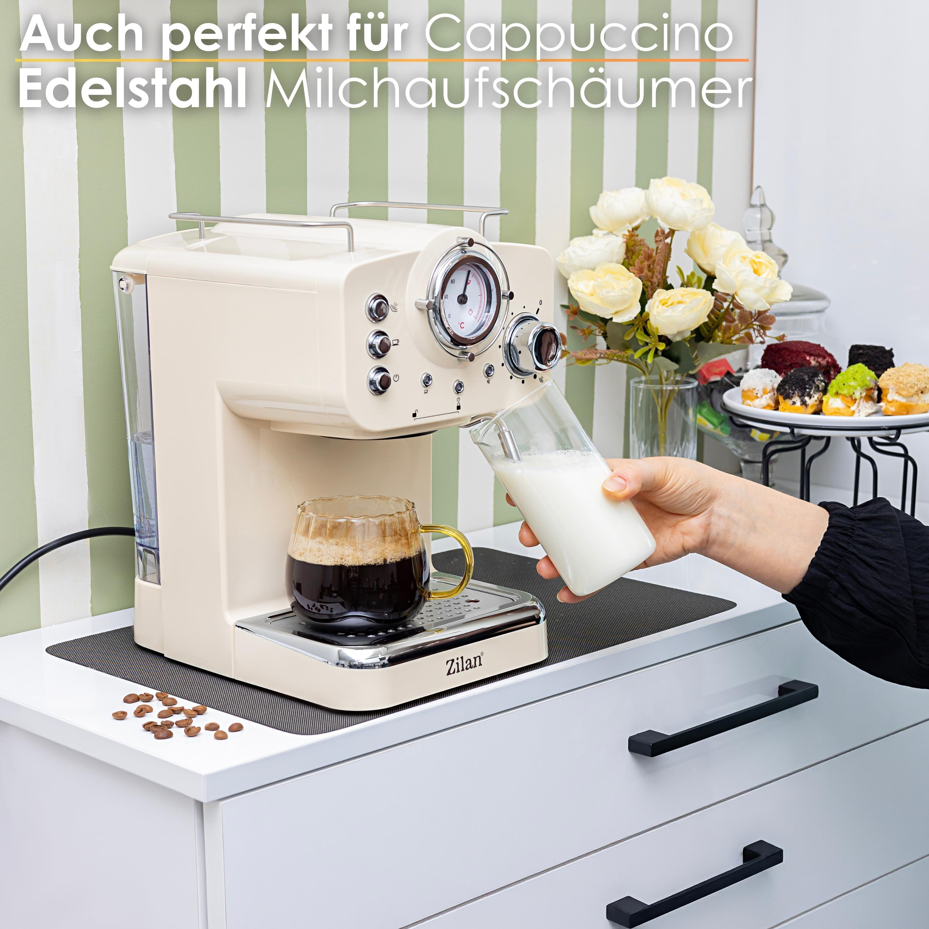 ZILAN ZLN2992 Retro 15 Bar 1100 W Süt Köpürtücülü Manuel Espresso