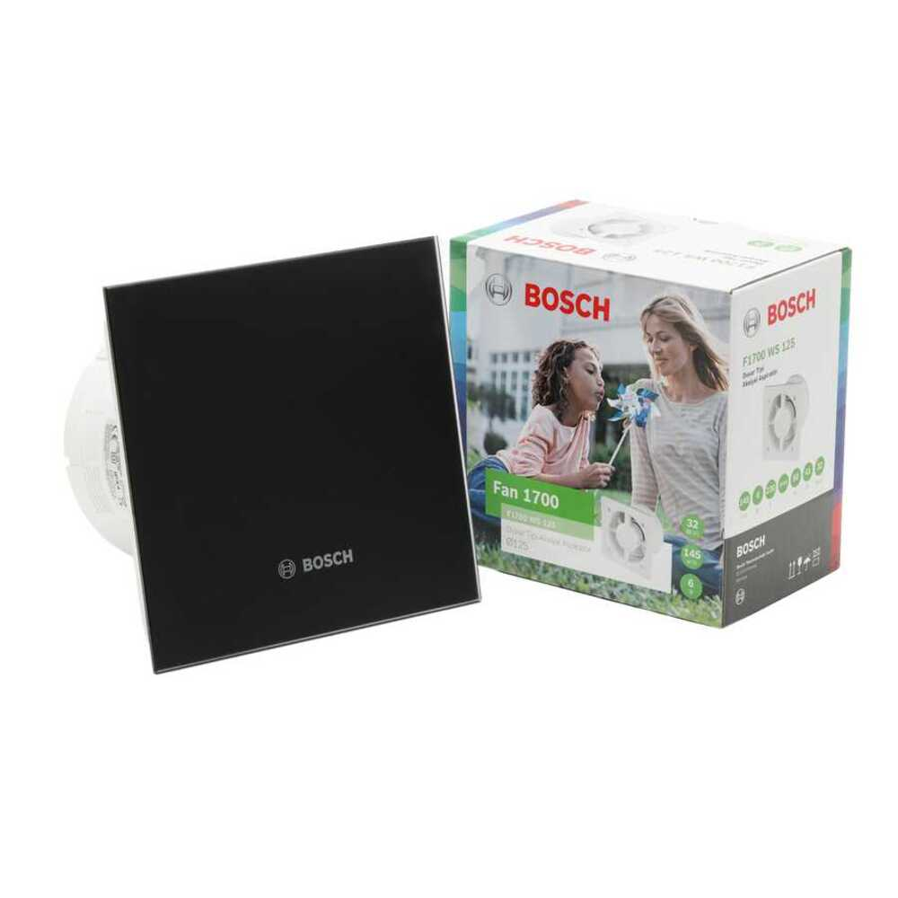 BOSCH F1700 DP125 145M3H Parlak Siyah Sessiz Banyo Aspiratörü