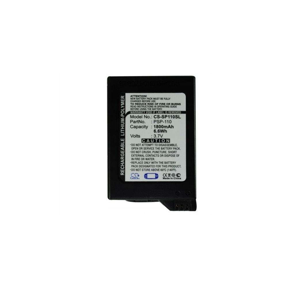 Prostokątny czarny akumulator z białym tekstem. Zawiera napis 'RECHARGEABLE LITHIUM-POLYMER' oraz ostrzeżenia i specyfikacje.
