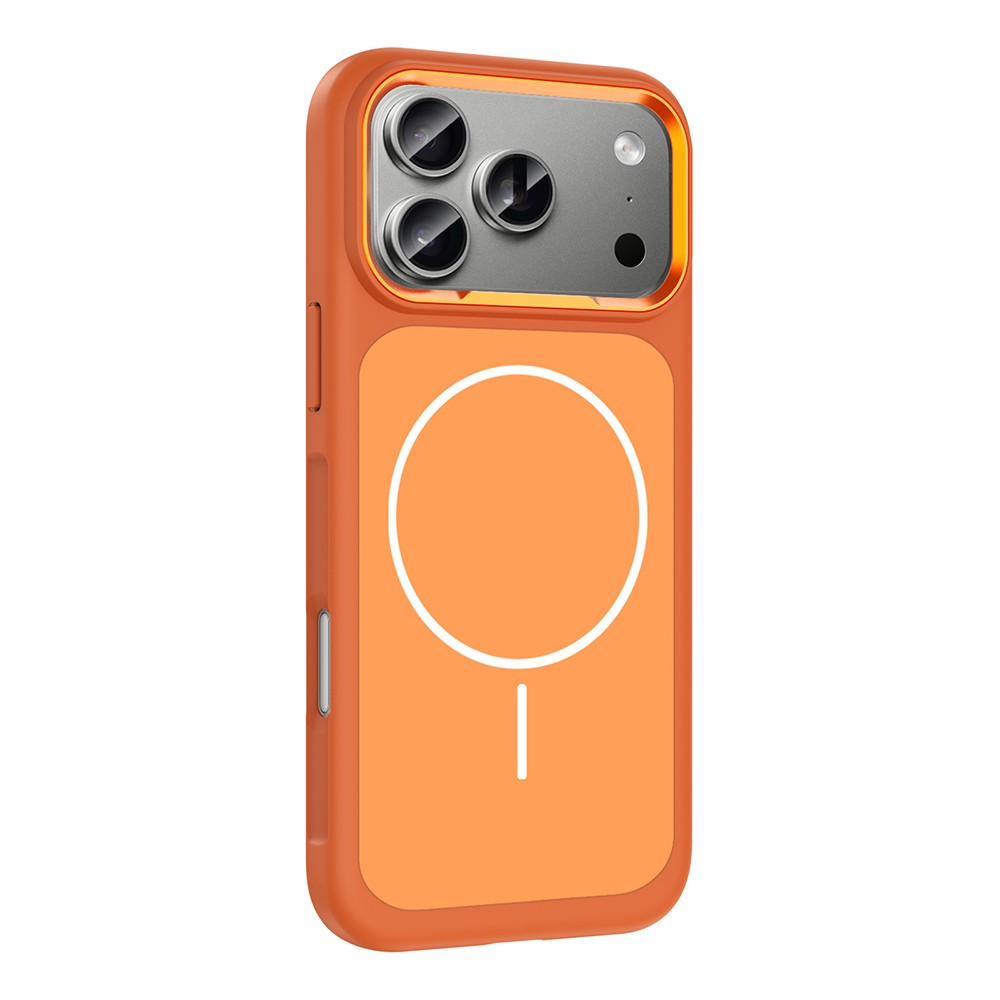 GPACK iPhone 17 Pro Uyumlu Sanremo Metal Kamera Çerçeveli M-Safe Şarj Özellikli Telefon Kılıfı Turuncu
