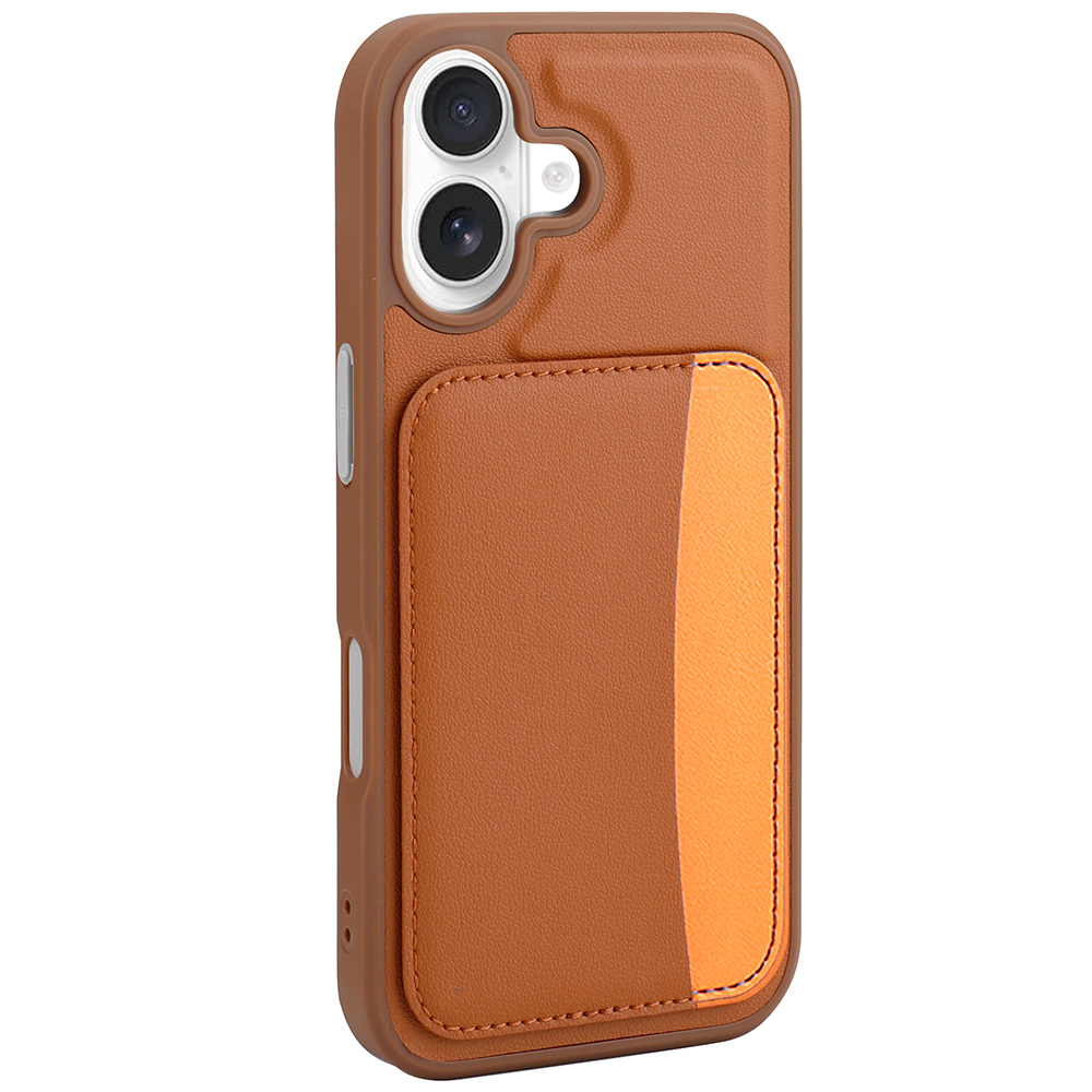 GPACK iPhone 17 Uyumlu Kartlıklı X-Kart Silikon Telefon Kılıfı Kahverengi