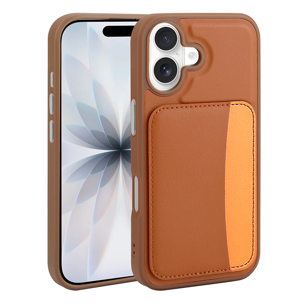 GPACK iPhone 17 Uyumlu Kartlıklı X-Kart Silikon Telefon Kılıfı Kahverengi